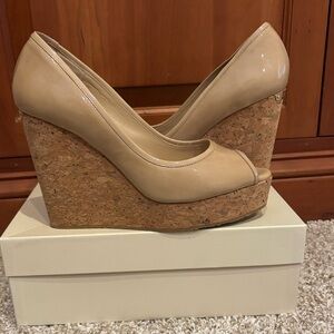 Jimmy Choo Nude Patent Wedges